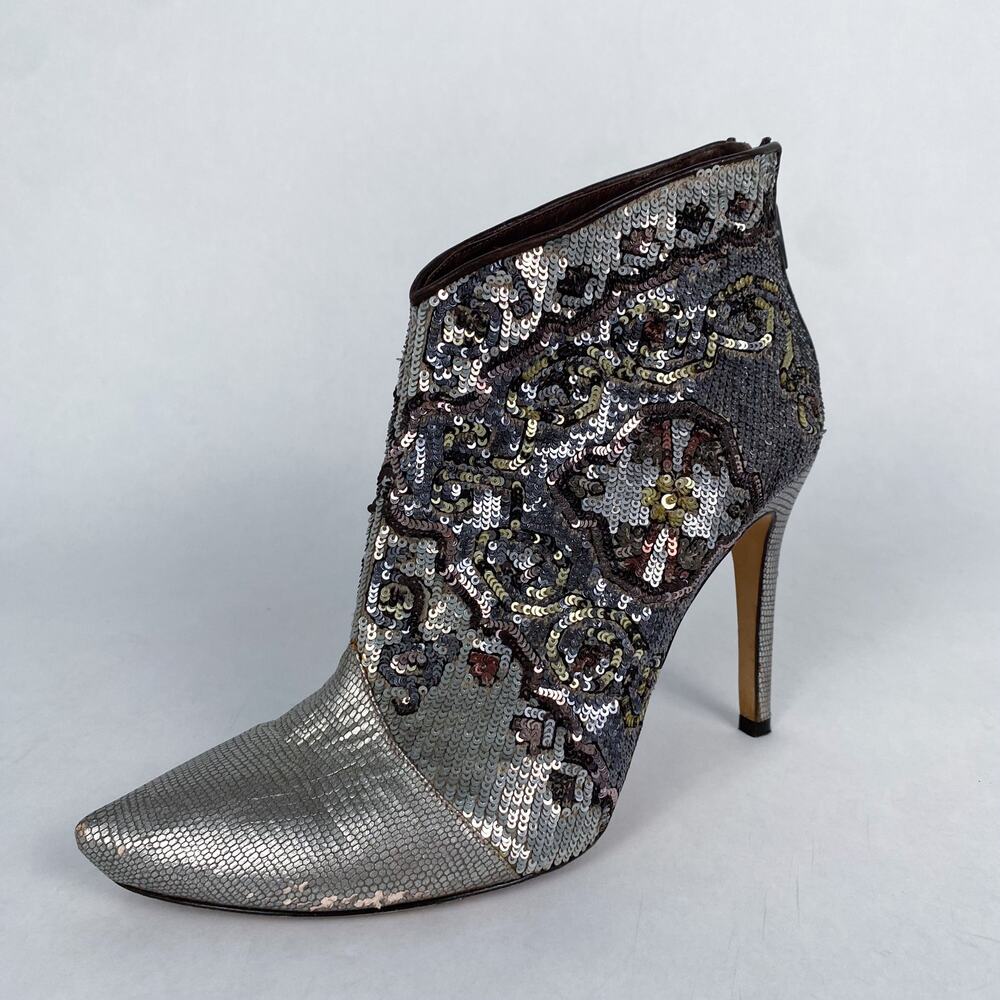 Rene Caovillo Stilleto Heeled Sequin Bootie 38.5
